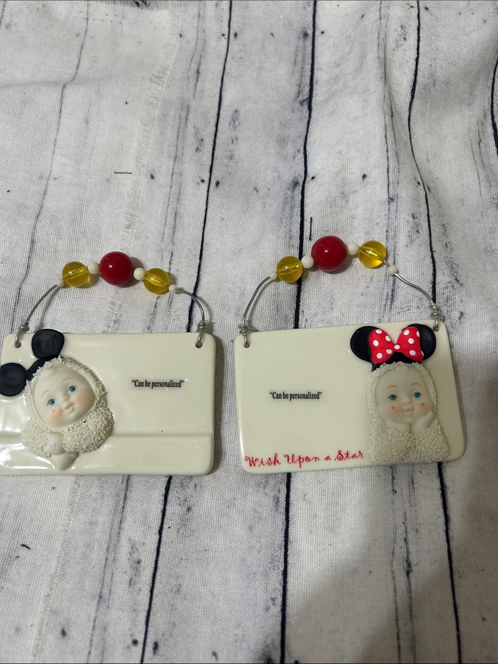 Snow babies  Cute Minnie-Inspired Ceramic Hanging Plaques in Cream, Red, Black